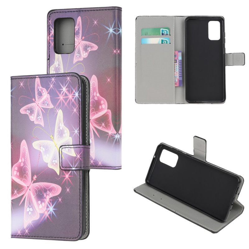 Flip Cover Læder for Samsung Galaxy Note 20 Sort Intense Sommerfugle