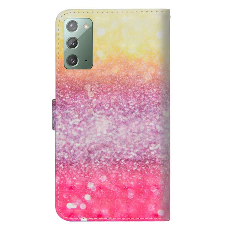 Flip Cover Læder Samsung Galaxy Note 20 Magenta Glittergradient Beskyttelse