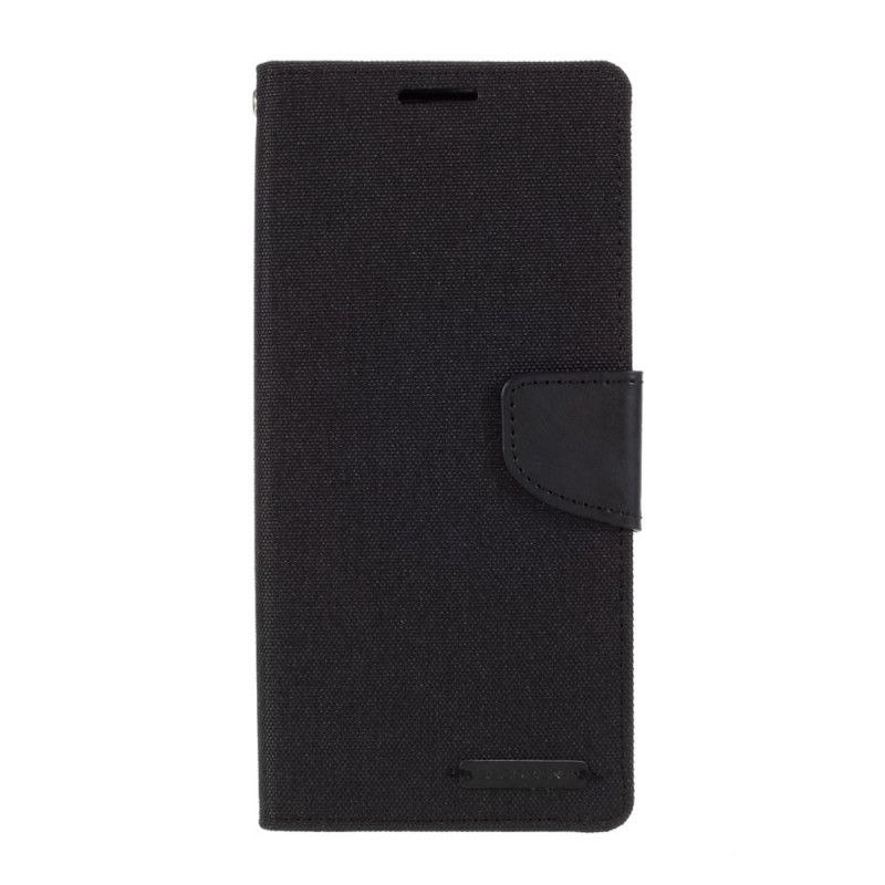 Flip Cover Læder Samsung Galaxy Note 20 Sort Tofarvet Kviksølv Gåsestof Stof Original