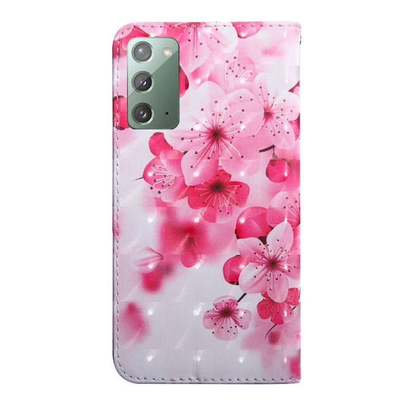 Flip Cover Samsung Galaxy Note 20 Mobilcover Lyserøde Blomster