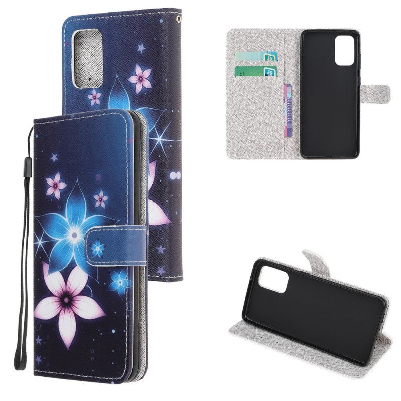 Flip Cover Samsung Galaxy Note 20 Mobilcover Måneblomster Med Rem