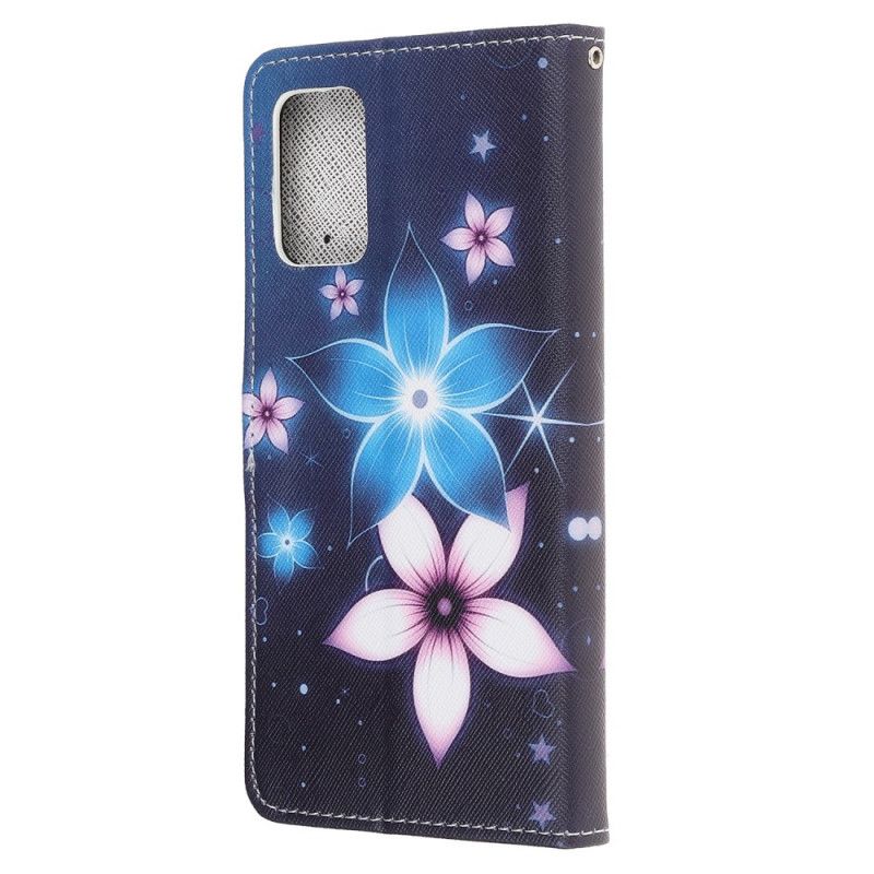 Flip Cover Samsung Galaxy Note 20 Mobilcover Måneblomster Med Rem