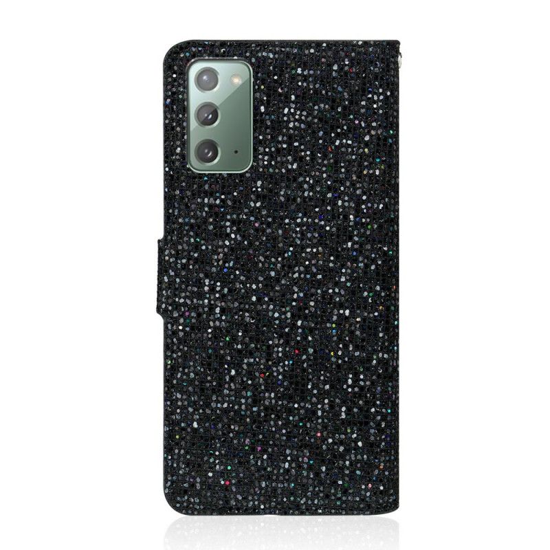 Flip Cover Samsung Galaxy Note 20 Sort Glitter Design