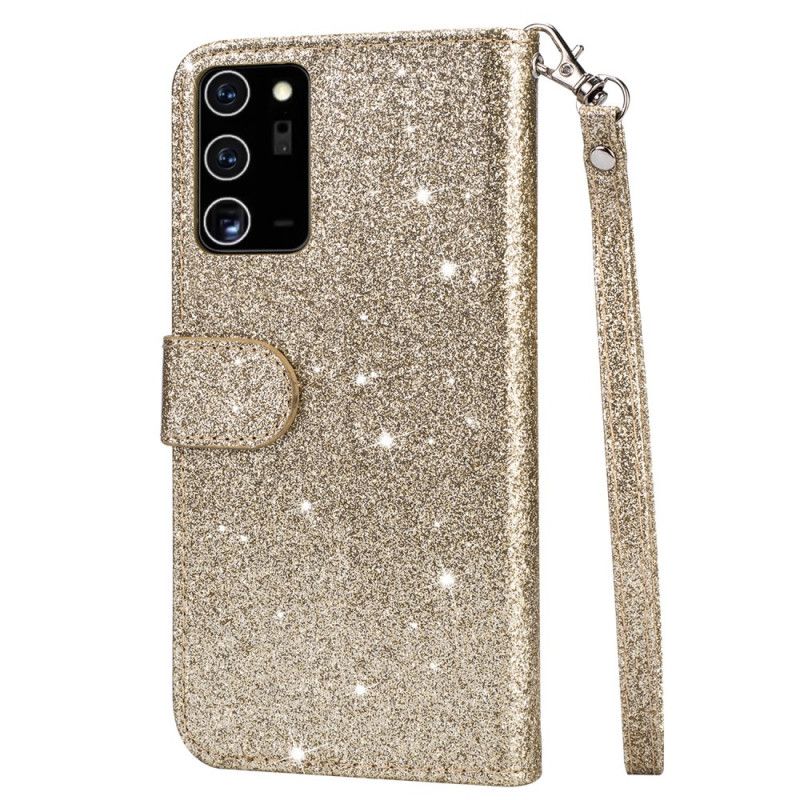 Flip Cover Samsung Galaxy Note 20 Sort Glitterpung