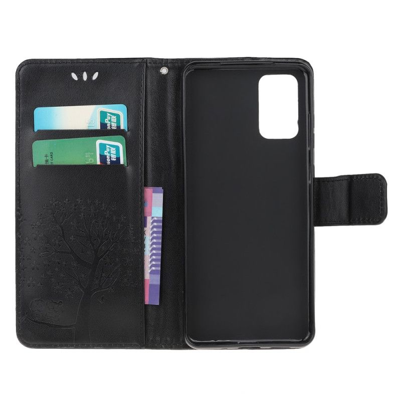 Flip Cover Samsung Galaxy Note 20 Sort Mobilcover Ugler Af Træ Og G-Streng