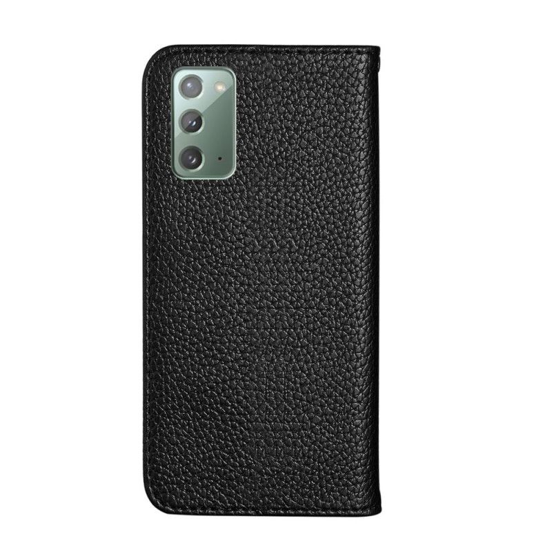 Læder Cover Samsung Galaxy Note 20 Sort Ultra Chic Lychee Imiteret Læder