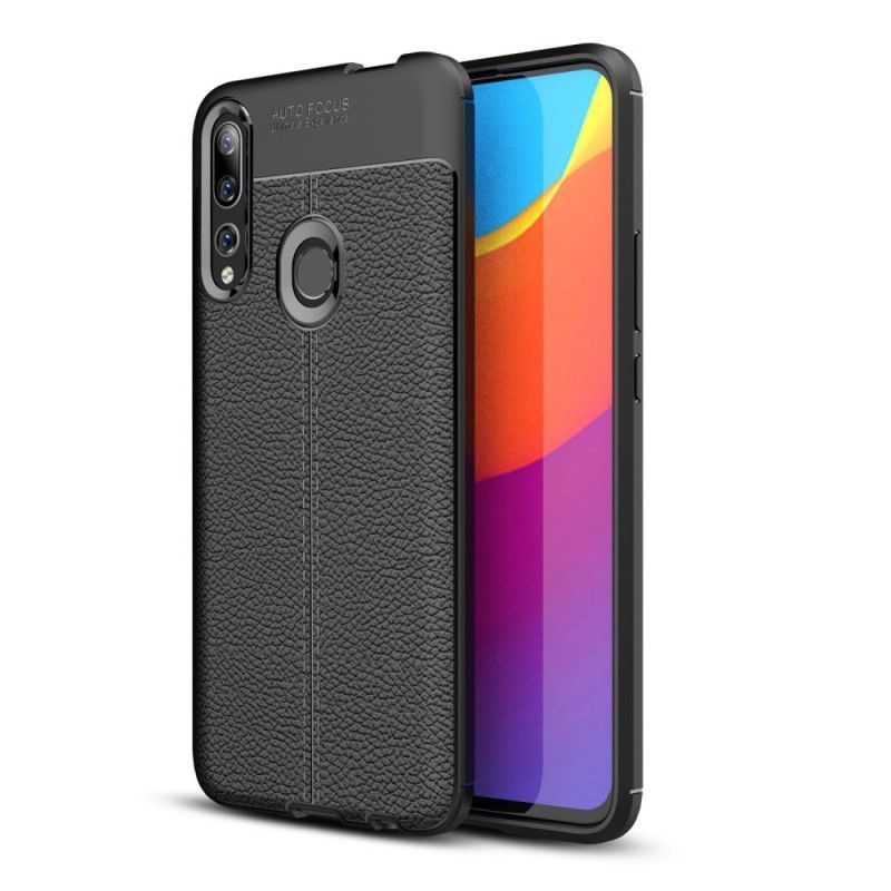 Cover Huawei P Smart Z Sort Dobbelt Line Lychee Læder Effekt Beskyttelse