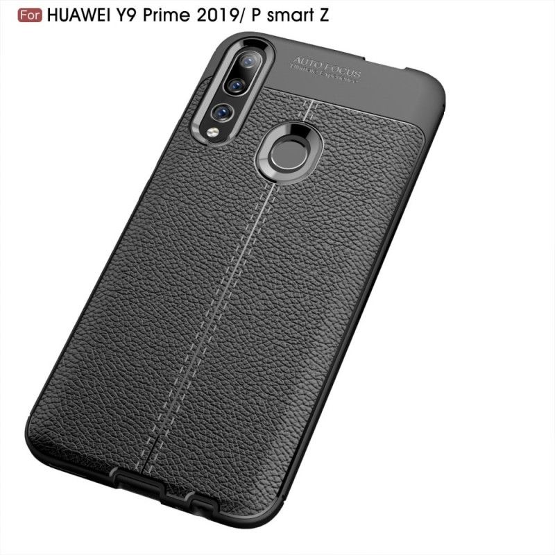 Cover Huawei P Smart Z Sort Dobbelt Line Lychee Læder Effekt Beskyttelse