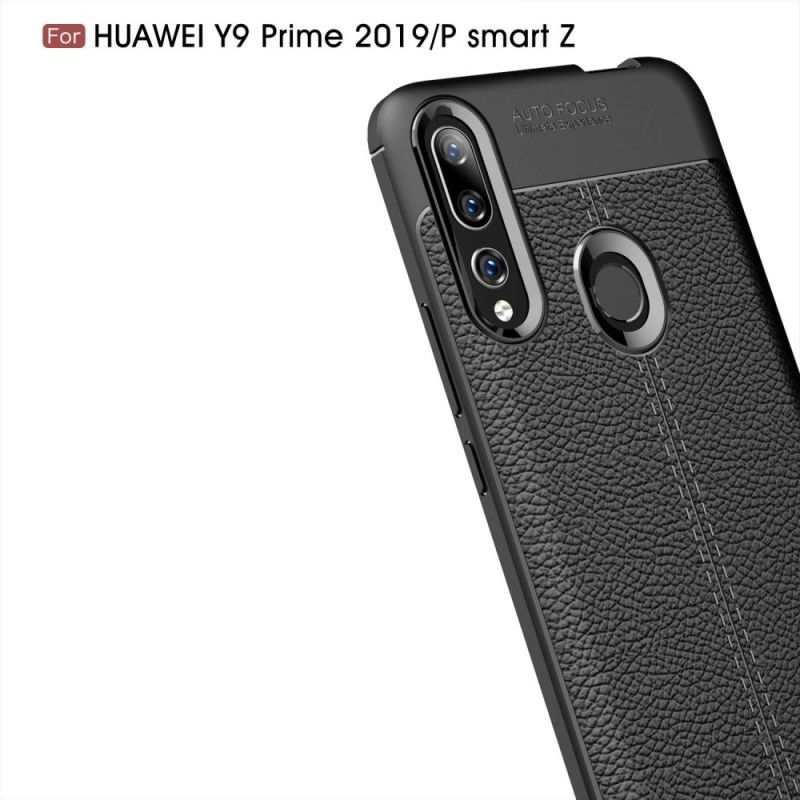 Cover Huawei P Smart Z Sort Dobbelt Line Lychee Læder Effekt Beskyttelse