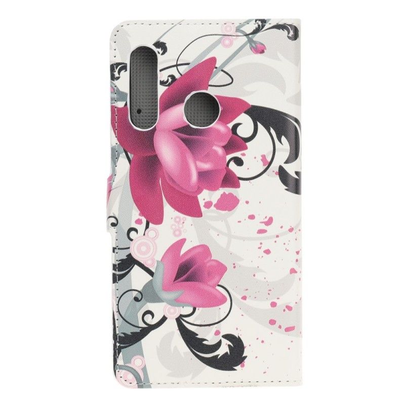 Flip Cover Huawei P Smart Z Lyserød Tropiske Blomster