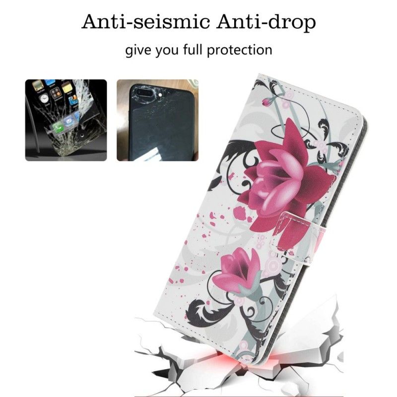 Flip Cover Huawei P Smart Z Lyserød Tropiske Blomster