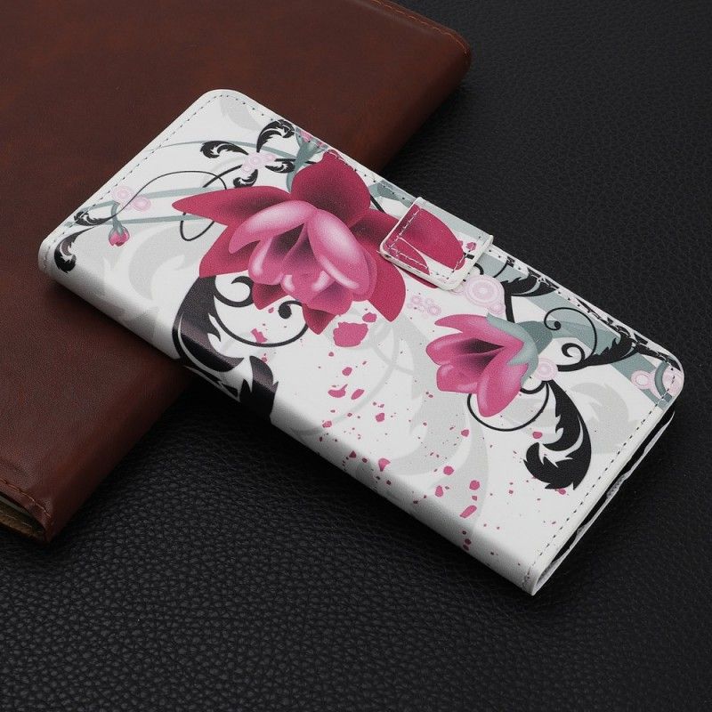 Flip Cover Huawei P Smart Z Lyserød Tropiske Blomster