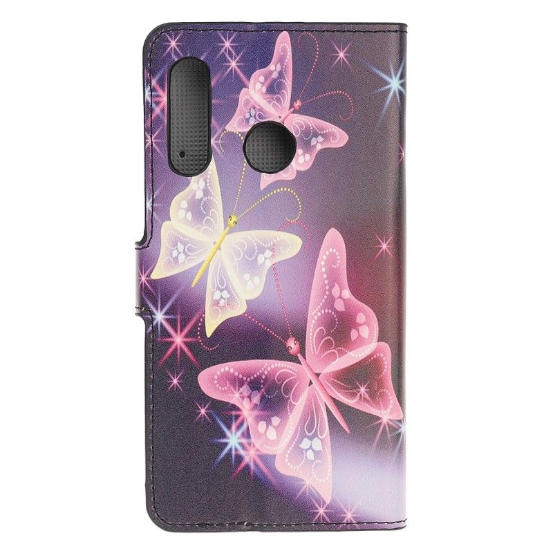 Flip Cover Huawei P Smart Z Sort Sommerfugle Og Blomster