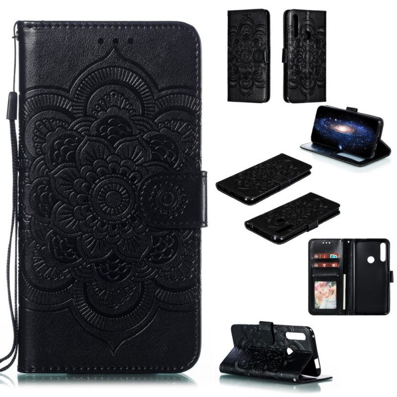 Flip Cover Læder for Huawei P Smart Z Sort Hel Mandala Med Rem