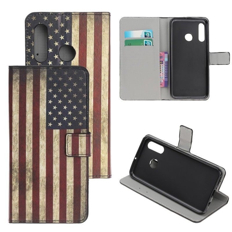 Flip Cover Læder for Huawei P Smart Z Usa Flag