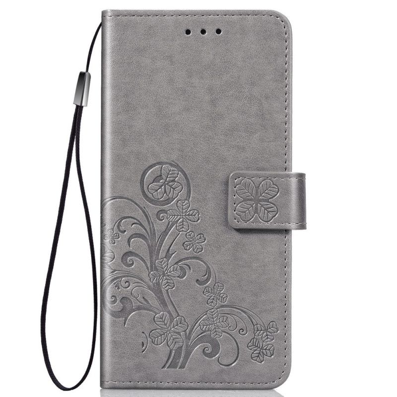 Flip Cover Læder Huawei P Smart Z Grå Hatprins Med Blomsterprint Original