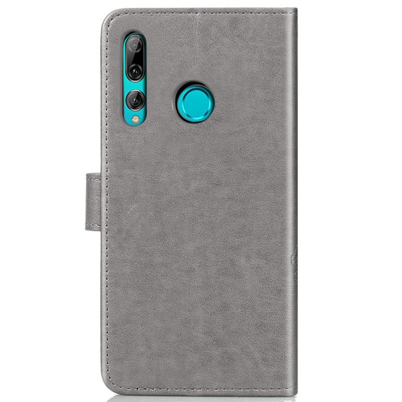 Flip Cover Læder Huawei P Smart Z Grå Hatprins Med Blomsterprint Original