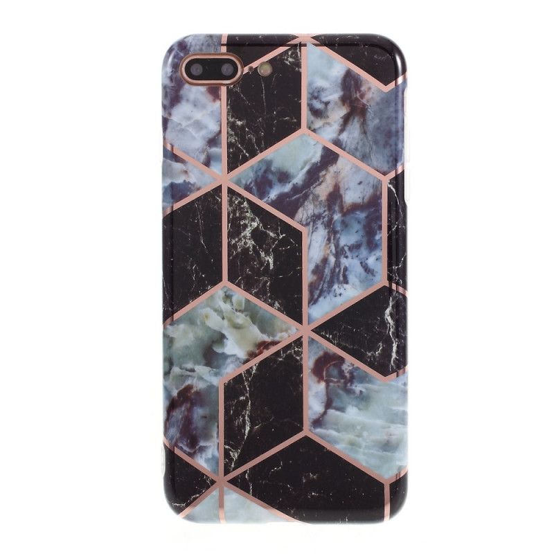 Cover iPhone 7 Plus / 8 Plus Sort Marmorfarvet Geometri