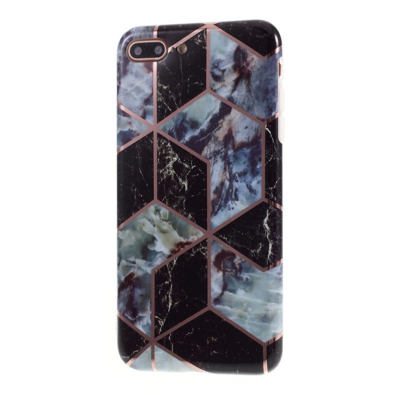 Cover iPhone 7 Plus / 8 Plus Sort Marmorfarvet Geometri