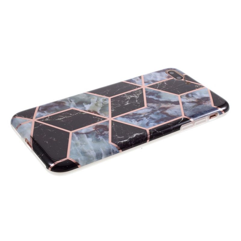 Cover iPhone 7 Plus / 8 Plus Sort Marmorfarvet Geometri