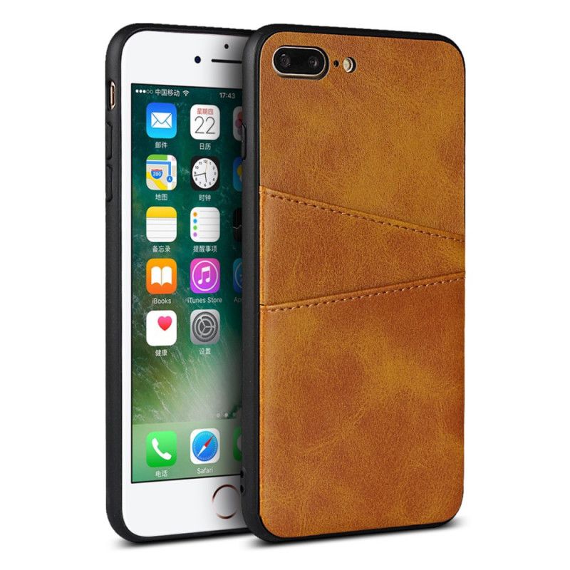 Cover iPhone 7 Plus / 8 Plus Sort Monokrom Dobbelt Kortholder