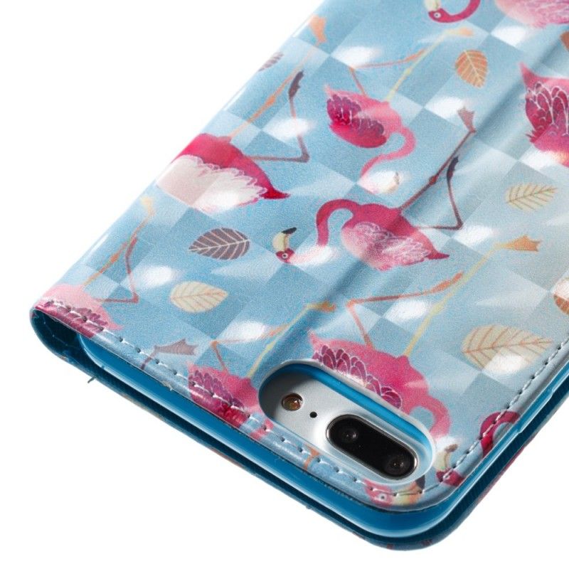 Flip Cover iPhone 7 Plus / 8 Plus Hvid Flere Flamingoer