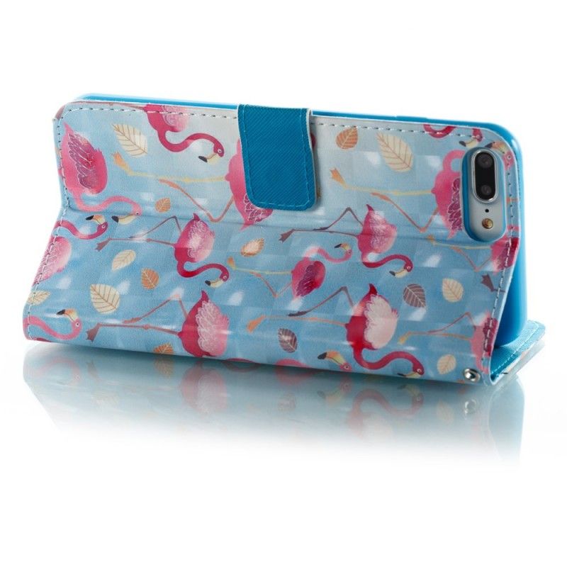 Flip Cover iPhone 7 Plus / 8 Plus Hvid Flere Flamingoer