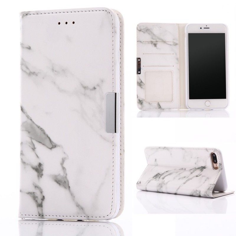 Flip Cover iPhone 7 Plus / 8 Plus Hvid Marmor