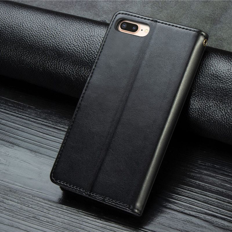 Flip Cover iPhone 7 Plus / 8 Plus Sort Mobilcover Imiteret Læder Og Vintage Lås