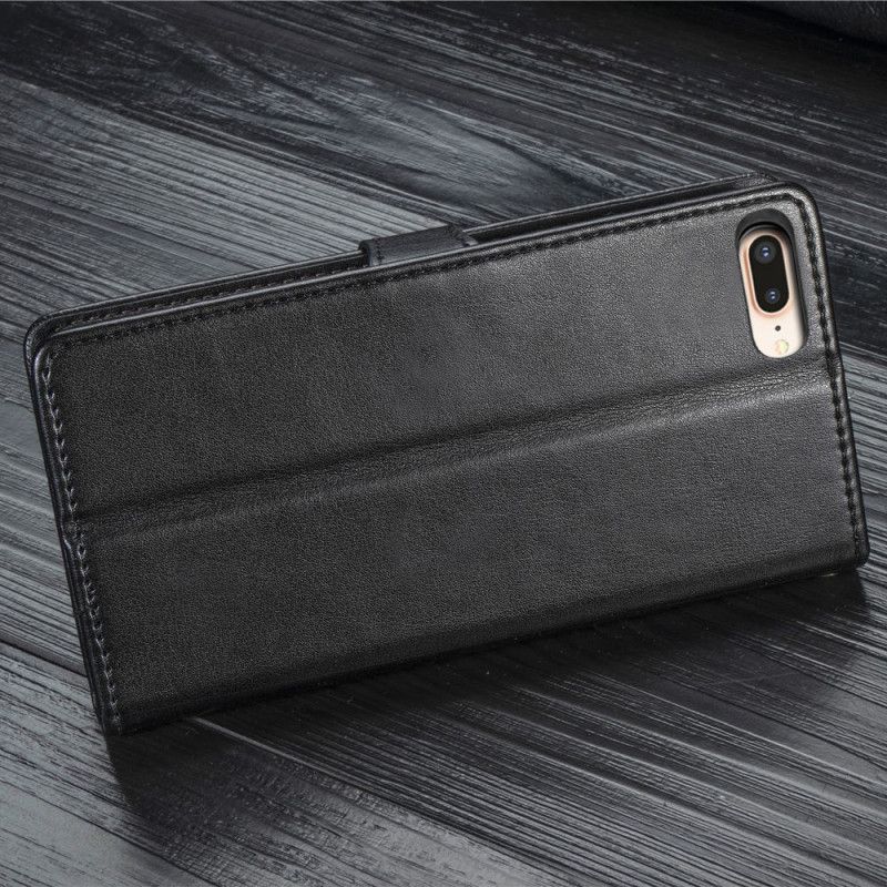 Flip Cover iPhone 7 Plus / 8 Plus Sort Mobilcover Imiteret Læder Og Vintage Lås