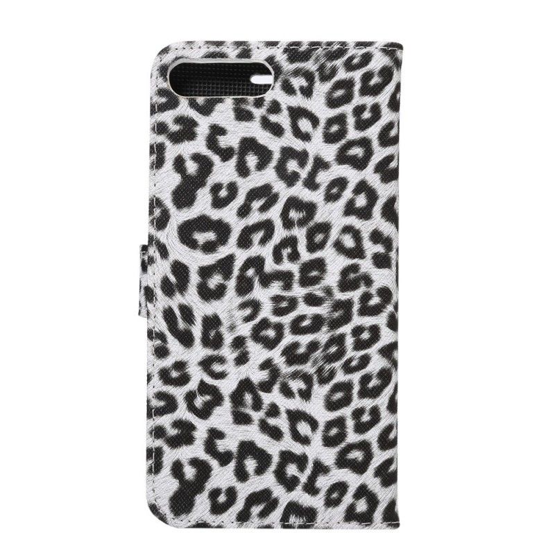 Flip Cover Læder iPhone 7 Plus / 8 Plus Hvid Leopard Original