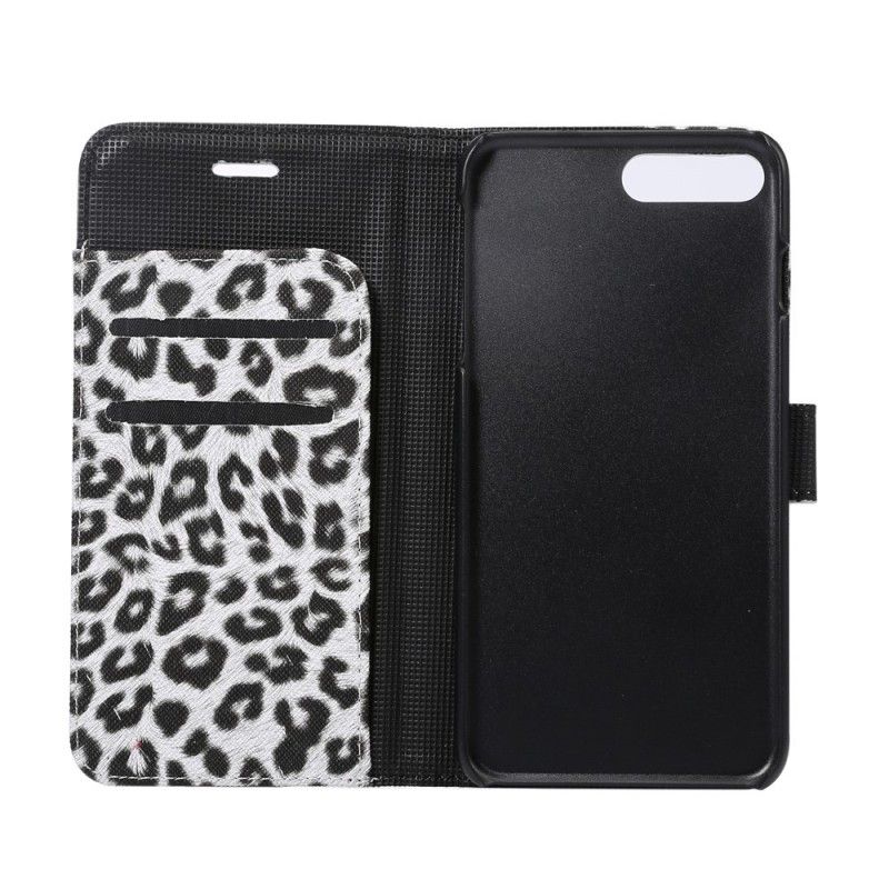 Flip Cover Læder iPhone 7 Plus / 8 Plus Hvid Leopard Original