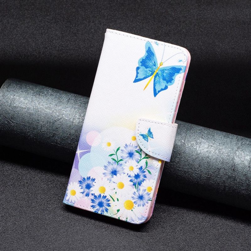 Flip Cover Google Pixel 8a Sommerfugle Og Blomster Akvarel