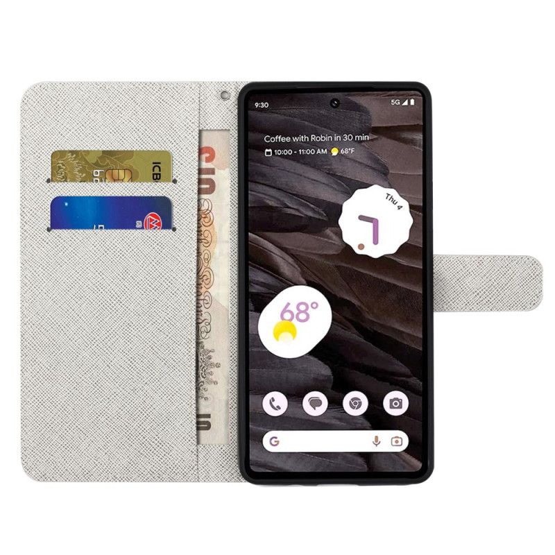 Flip Cover Til Google Pixel 8a Måneblomster Med Rem