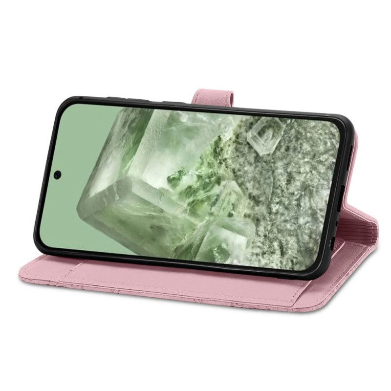 Læder Cover Google Pixel 8a Telefon Etui Blonde Forreste Møntpung Med Rem