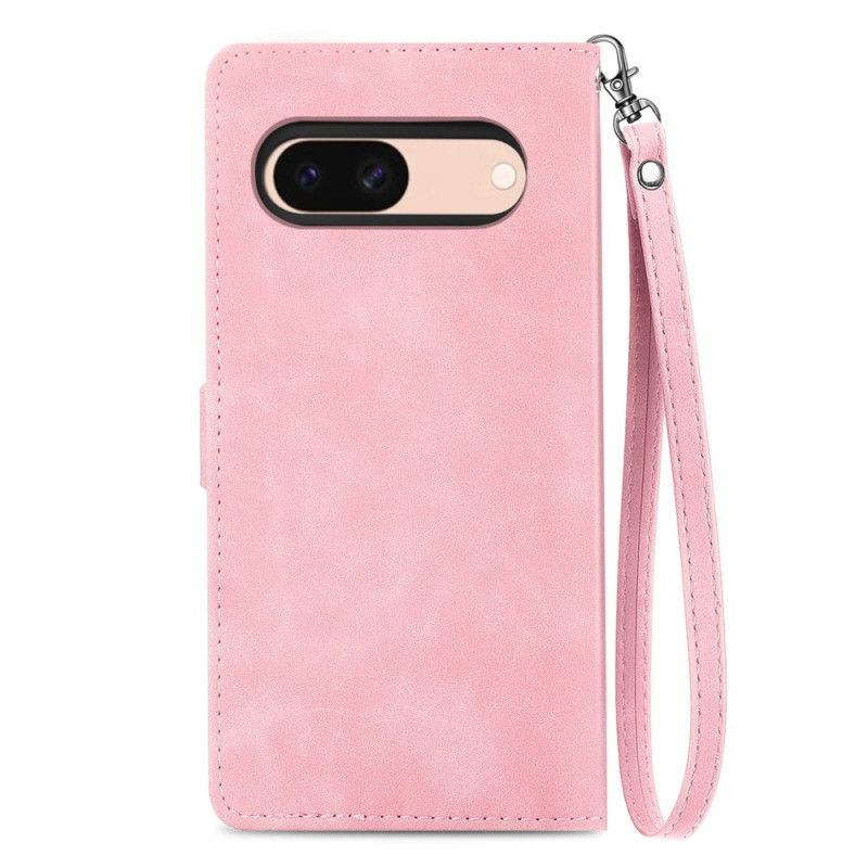 Læder Cover Google Pixel 8a Telefon Etui Blonde Forreste Møntpung Med Rem