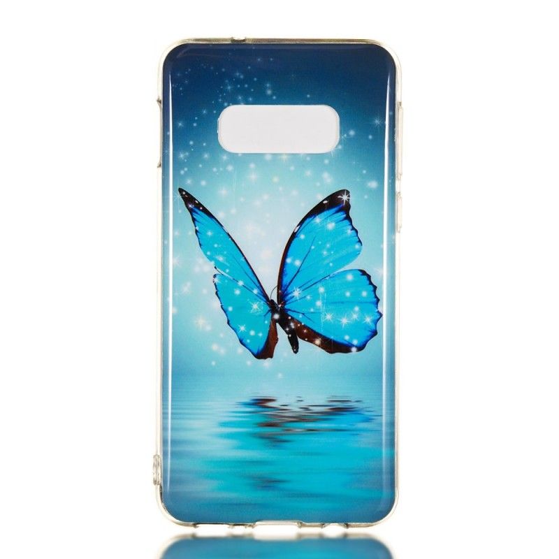 Cover Samsung Galaxy S10e Fluorescerende Blå Sommerfugl