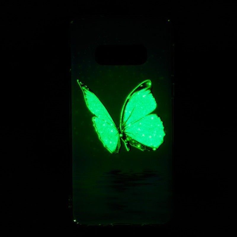 Cover Samsung Galaxy S10e Fluorescerende Blå Sommerfugl