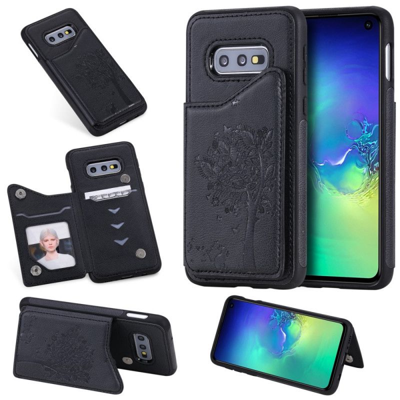 Cover Samsung Galaxy S10e Lilla Mobilcover Kortholder Med Katteprint