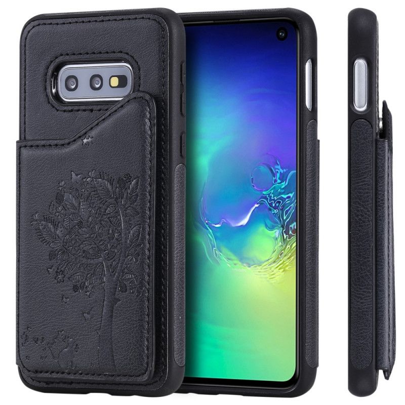 Cover Samsung Galaxy S10e Lilla Mobilcover Kortholder Med Katteprint