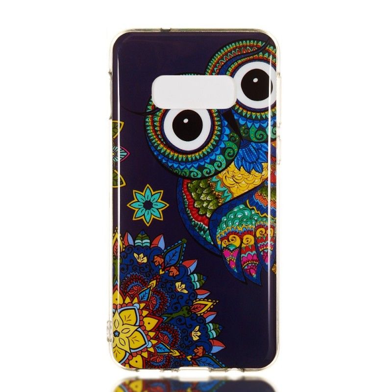 Cover Samsung Galaxy S10e Mobilcover Fluorescerende Mandala Ugle