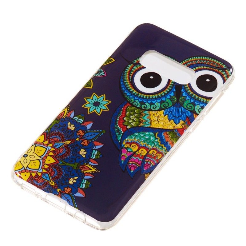 Cover Samsung Galaxy S10e Mobilcover Fluorescerende Mandala Ugle