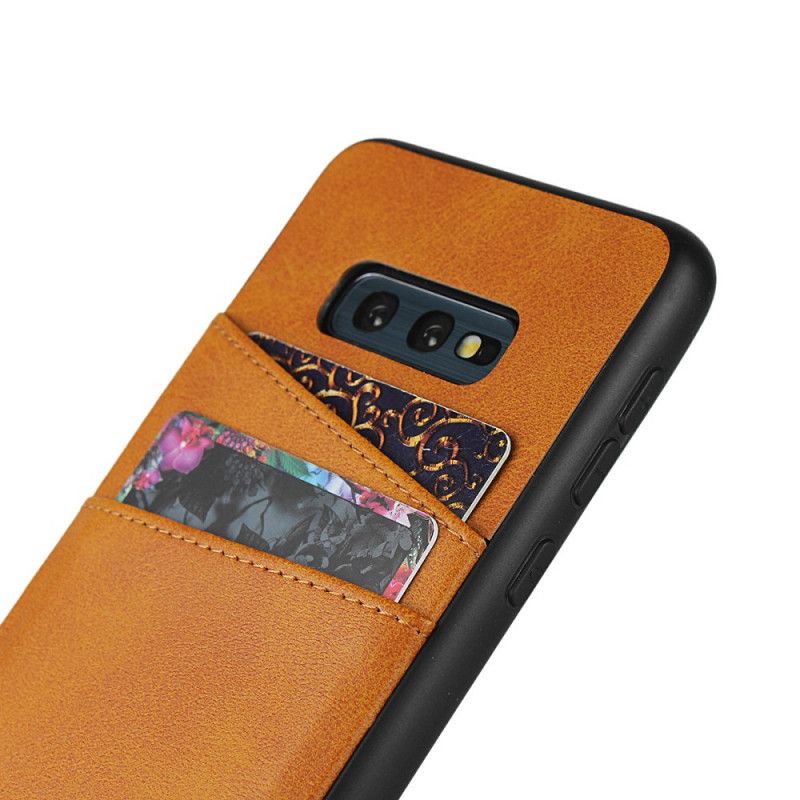 Cover Samsung Galaxy S10e Rød Dobbelt Kortholder I Lædertekstur