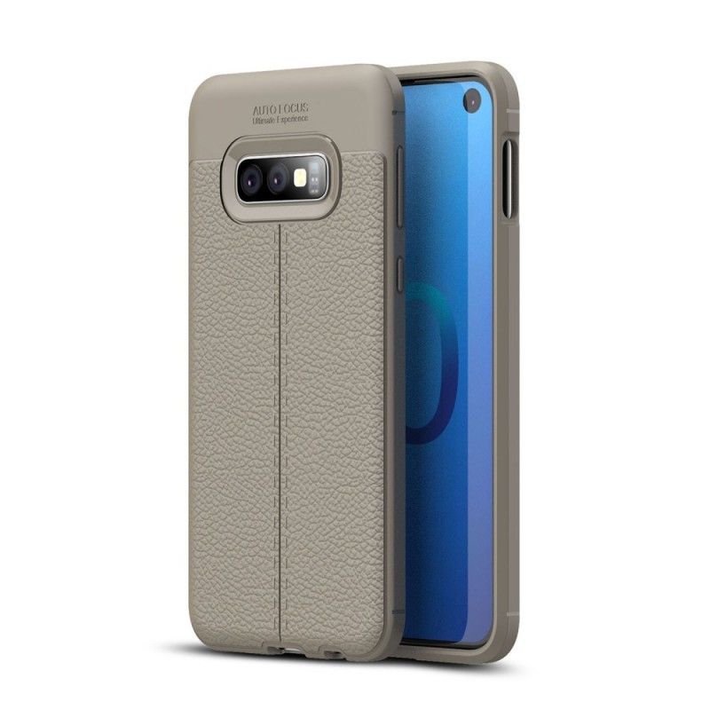 Cover Samsung Galaxy S10e Sort Dobbeltlinjeret Lychee-Lædereffekt