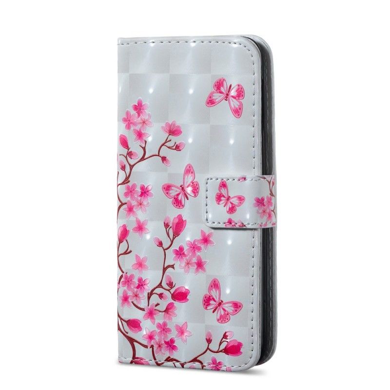 Flip Cover Læder for Samsung Galaxy S10e Sommerfugle Og Blomster Polstret