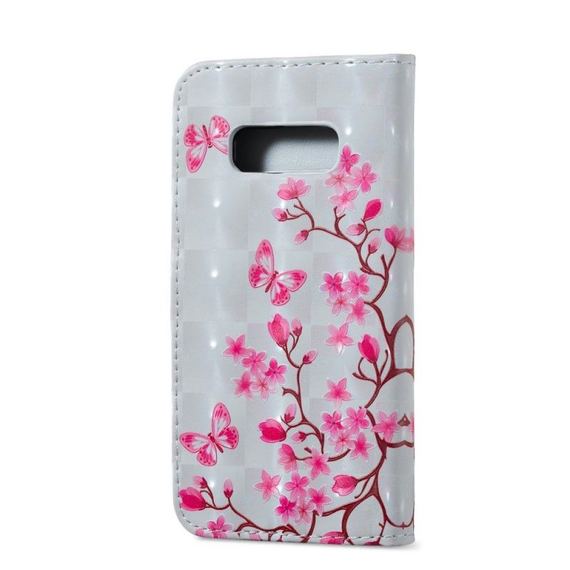 Flip Cover Læder for Samsung Galaxy S10e Sommerfugle Og Blomster Polstret