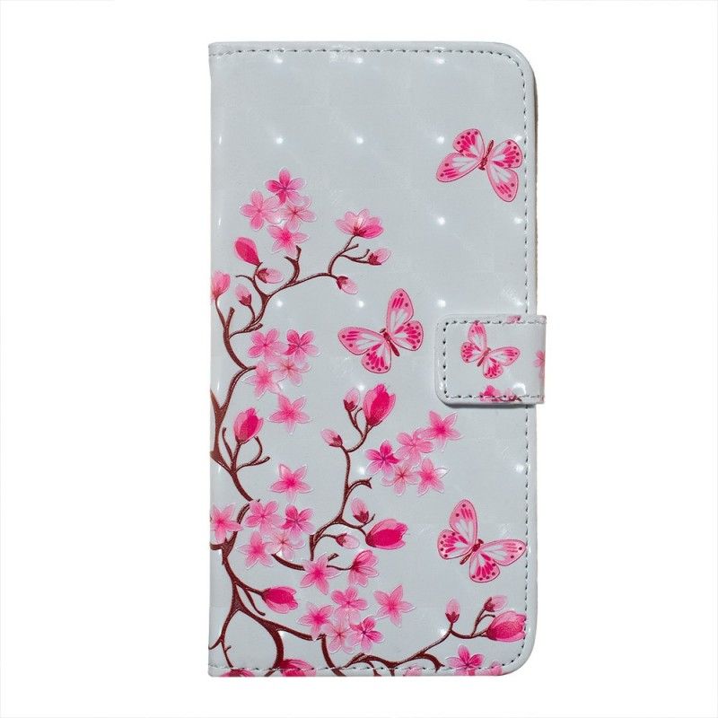 Flip Cover Læder for Samsung Galaxy S10e Sommerfugle Og Blomster Polstret