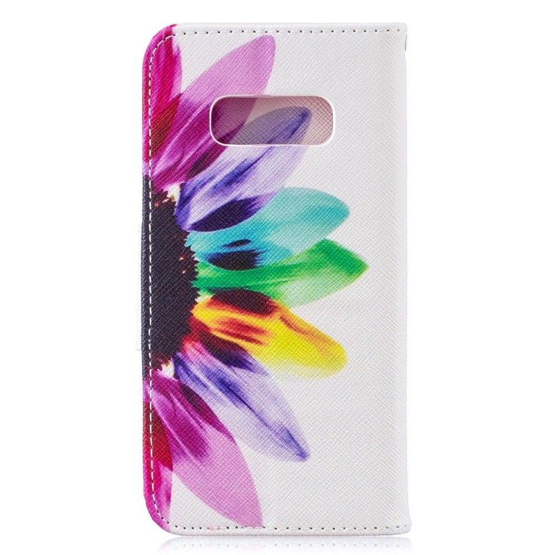 Flip Cover Læder Samsung Galaxy S10e Akvarelblomst Original