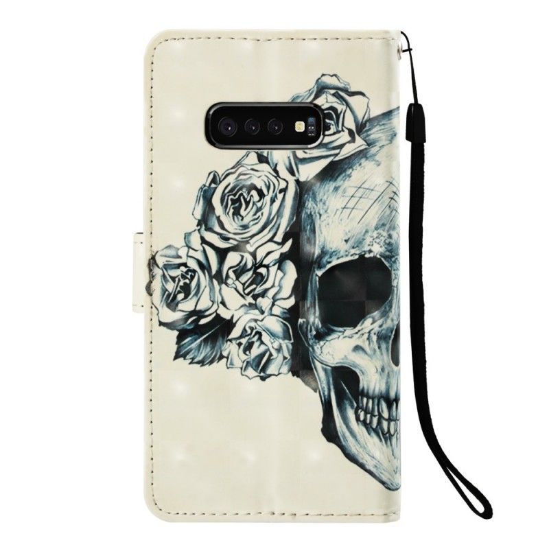 Flip Cover Læder Samsung Galaxy S10e Blomstret Kranium