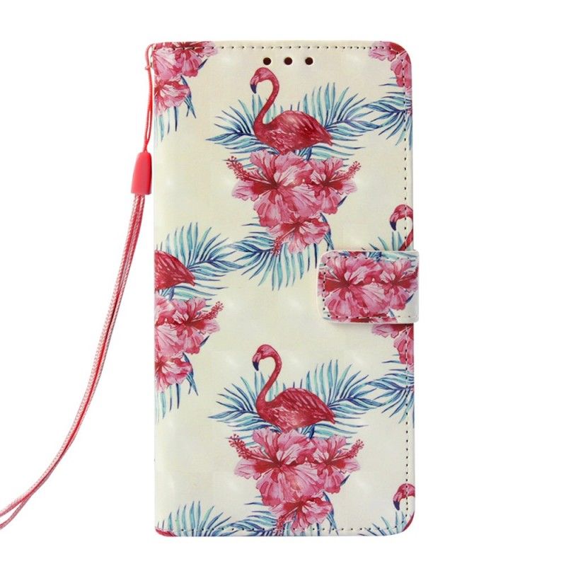 Flip Cover Læder Samsung Galaxy S10e Hvid Flere Flamingoer